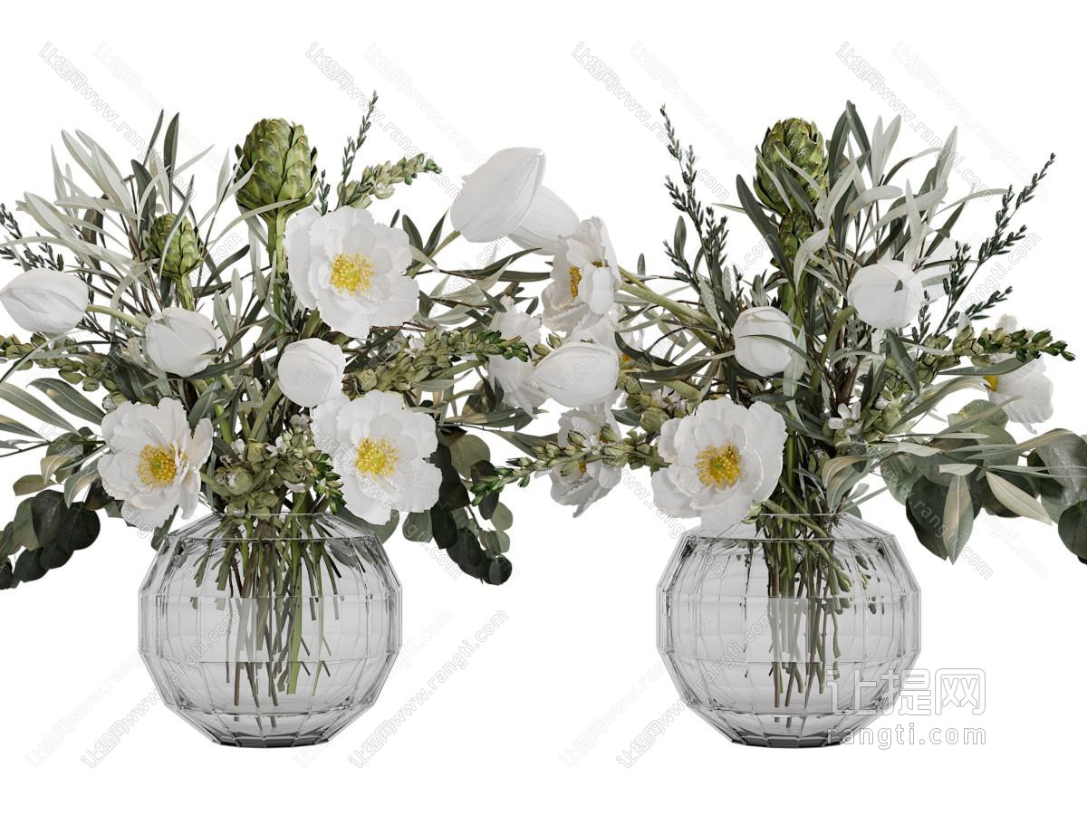 欧式玻璃花瓶花卉