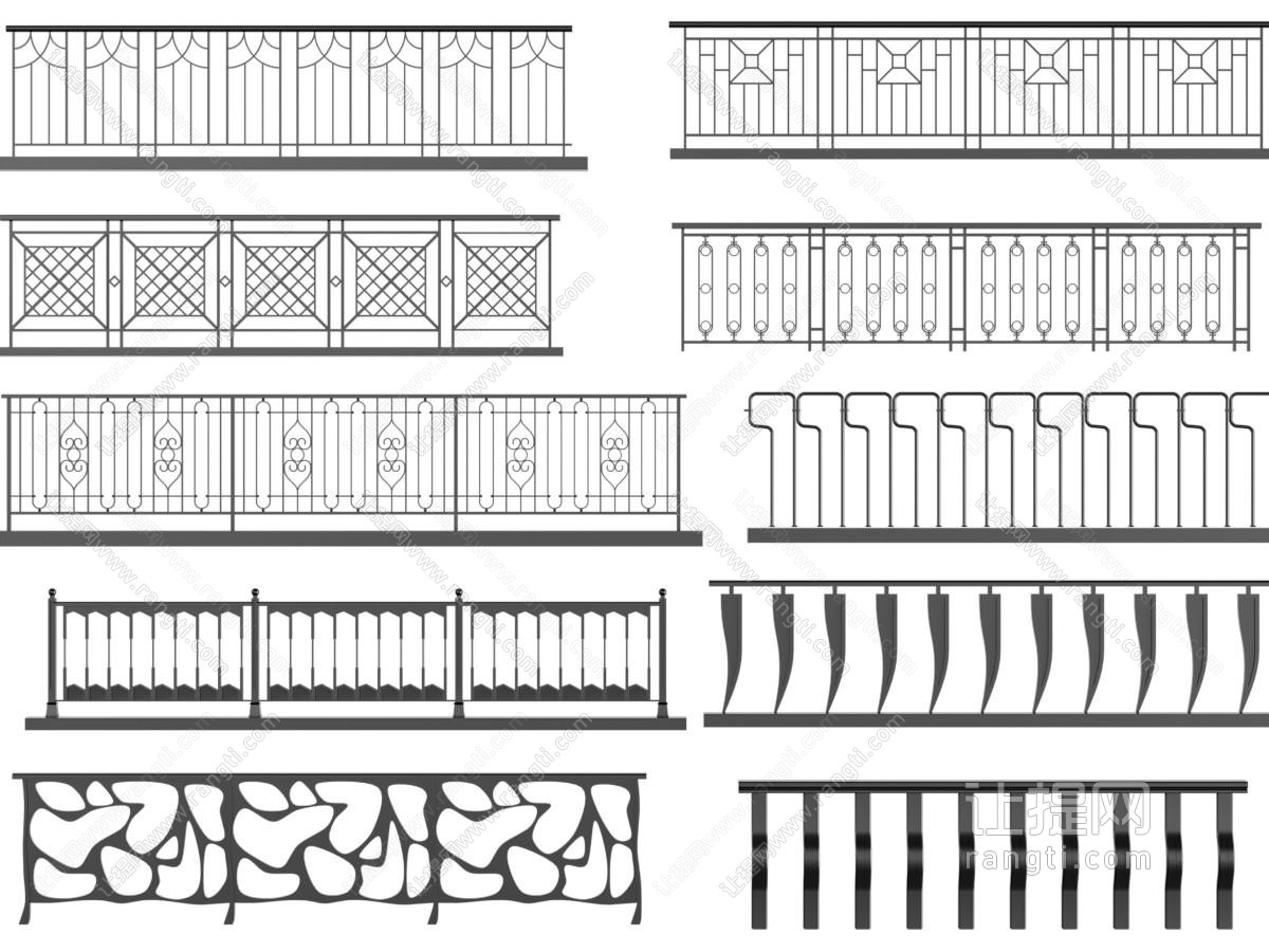 现代铁艺栏杆、护栏