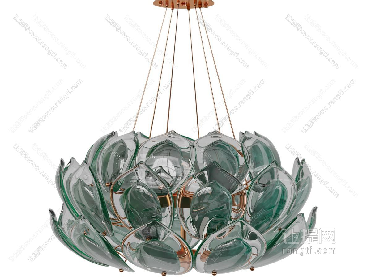 新中式玻璃莲花造型的吊灯