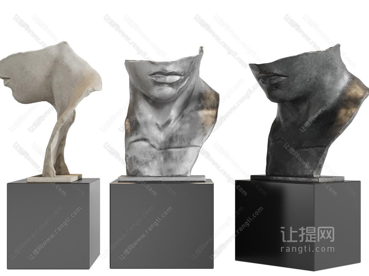 现代缺失人物头像雕塑雕刻