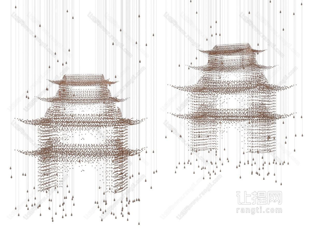 新中式建筑造型的吊灯