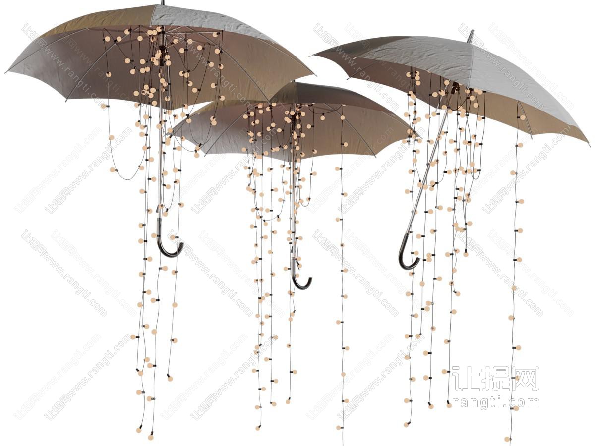 现代雨伞、彩灯装饰挂件