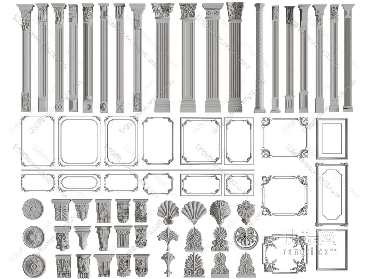 欧式罗马柱子、柱托、石膏线条