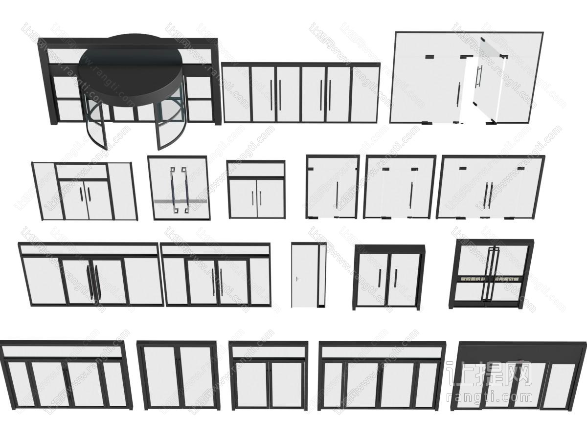 现代办公大门、旋转门