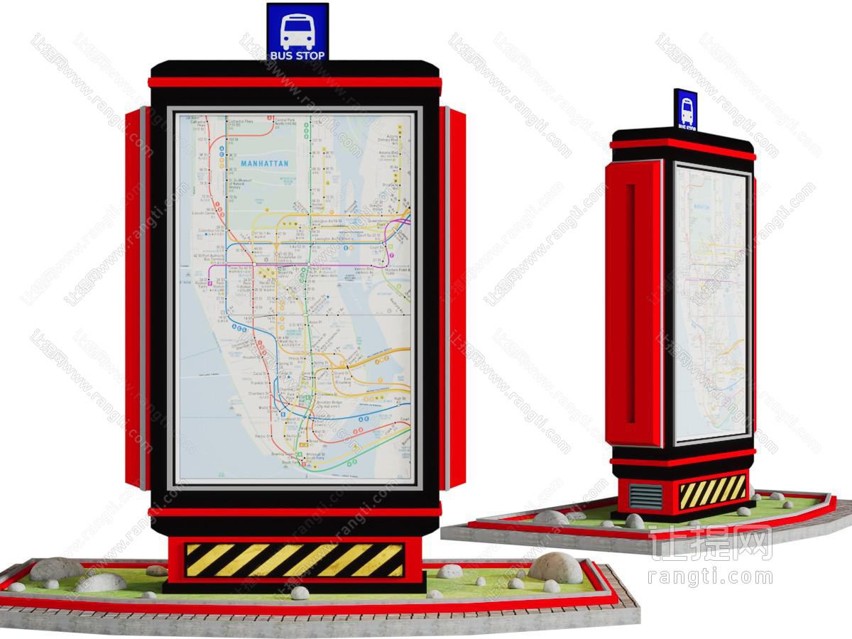现代智能电子公交站台、路线导航