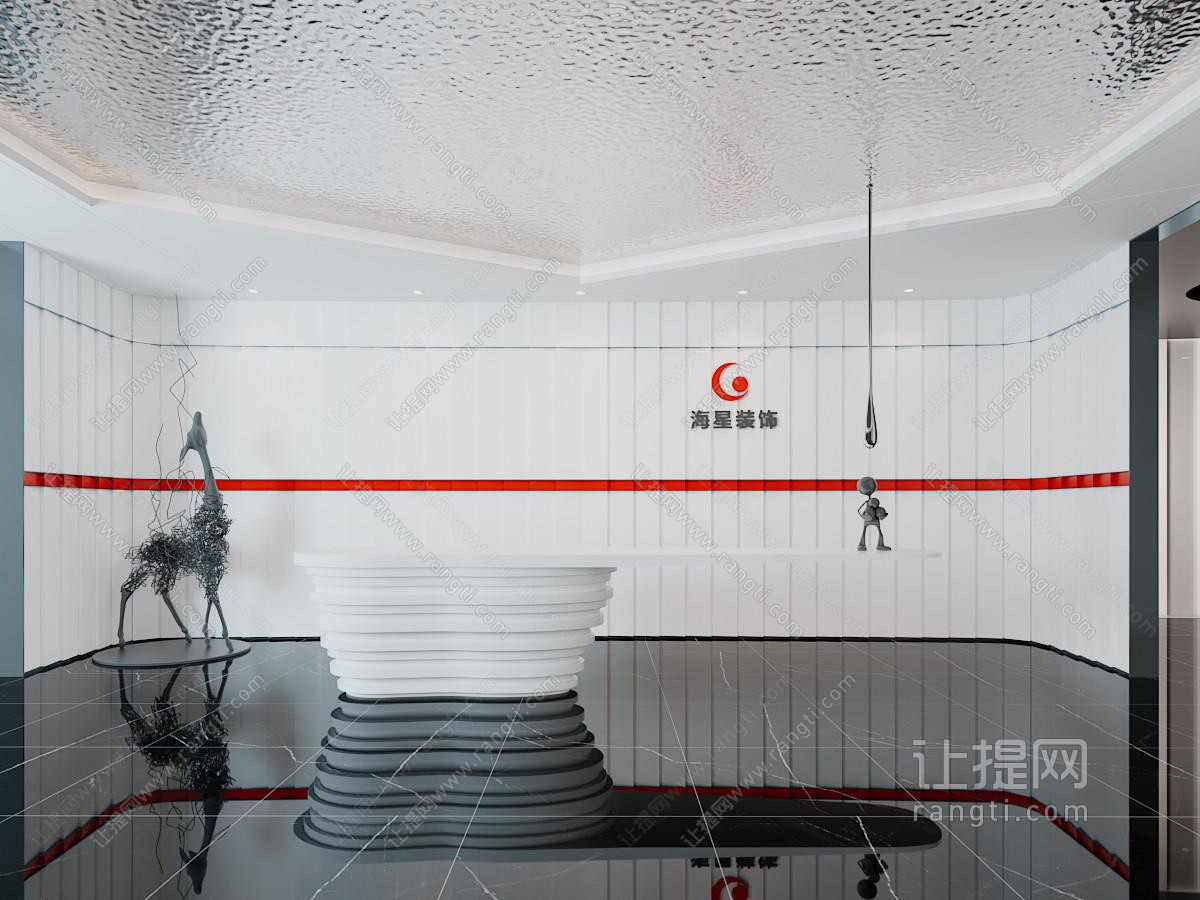 现代装饰公司大堂前台接待区