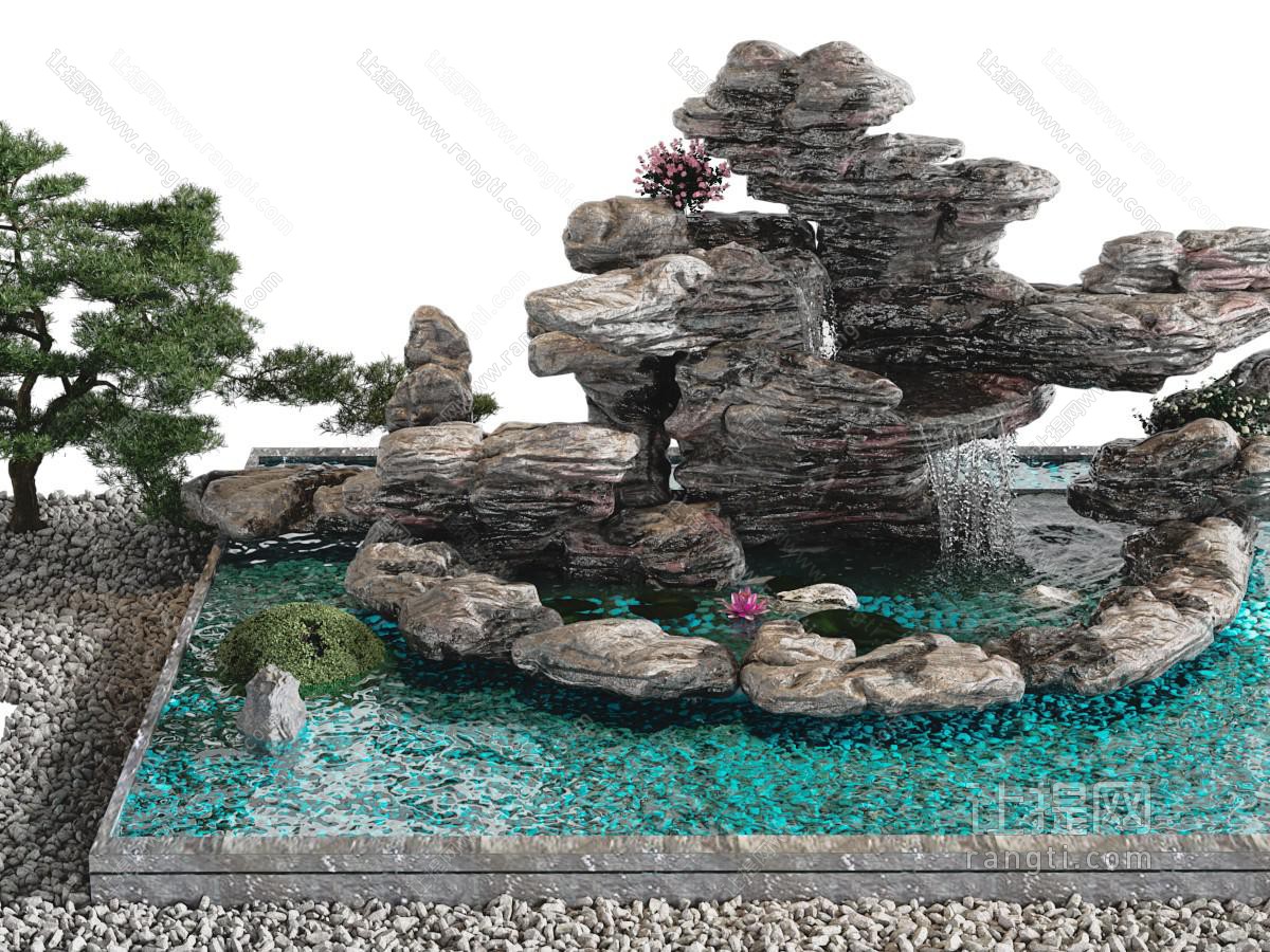 中式假山喷泉景观园艺小品
