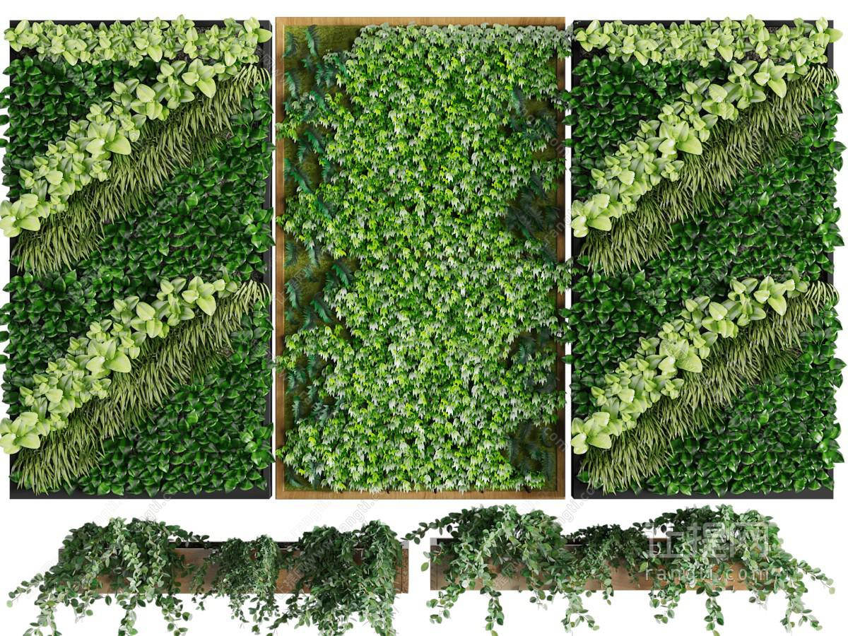 现代长方形实木边框装饰植物挂画