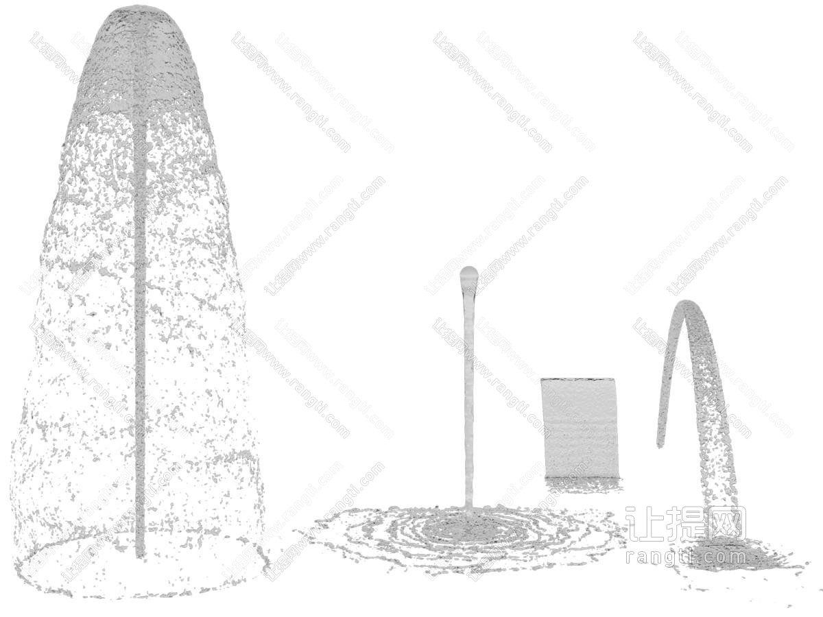 不同造的喷泉水柱