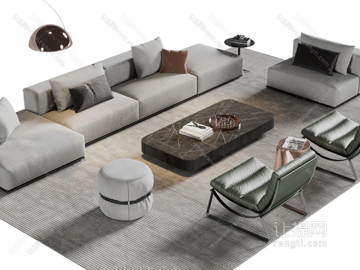 新中式布艺多人、单人沙发、休闲椅子和茶几组合