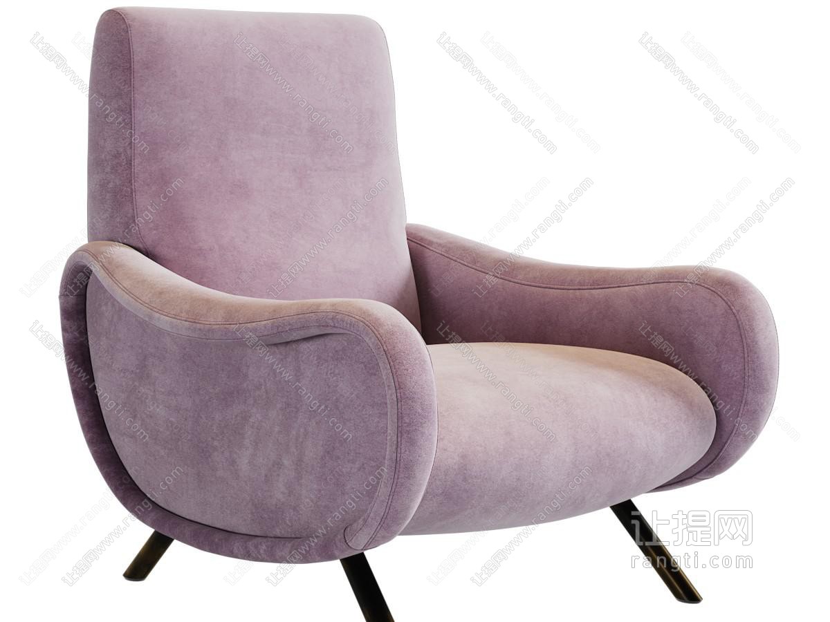 现代紫罗兰单人休闲沙发椅子