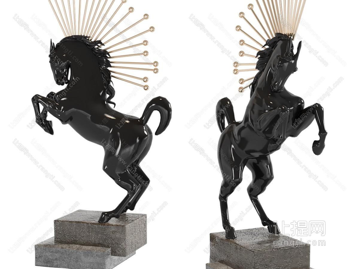 现代抬起前脚的马雕塑雕刻