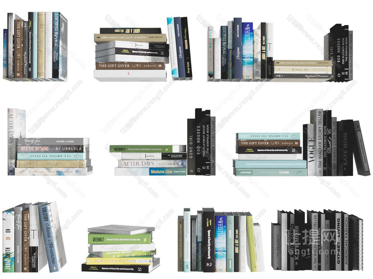 现代排列整齐的书籍