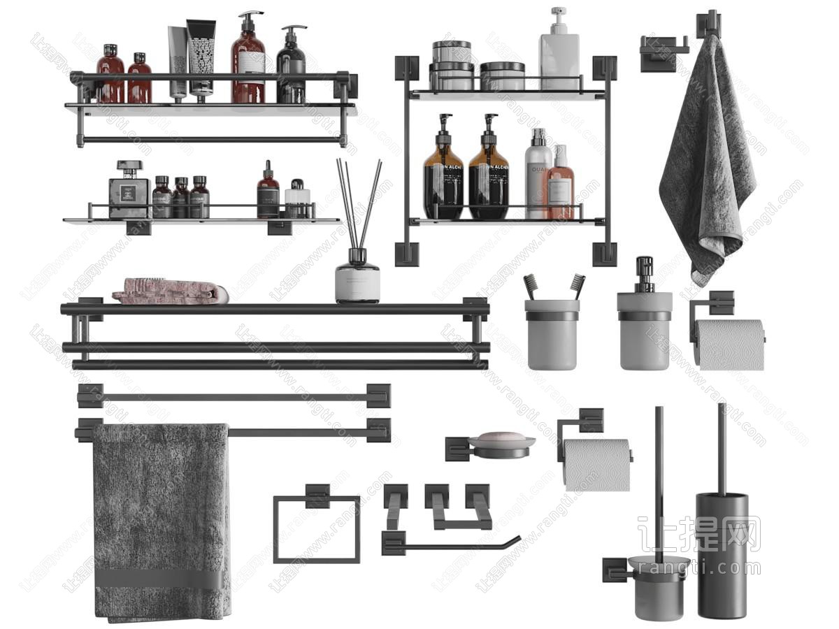 现代毛巾、洗浴用品、卫浴小件收纳架