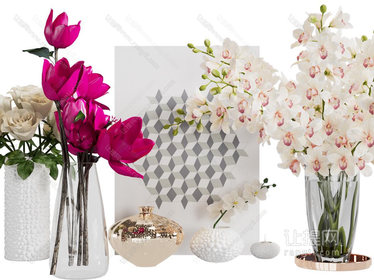 现代花瓶花卉摆件组合