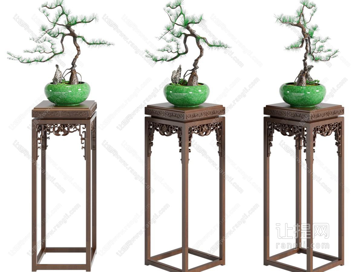 新中式花架、盆景盆栽