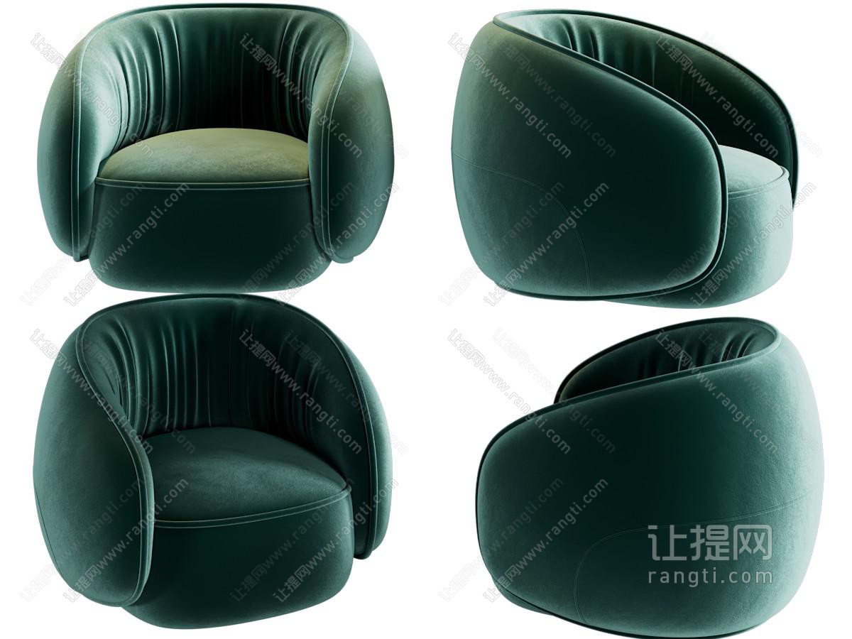 现代绿色单人沙发