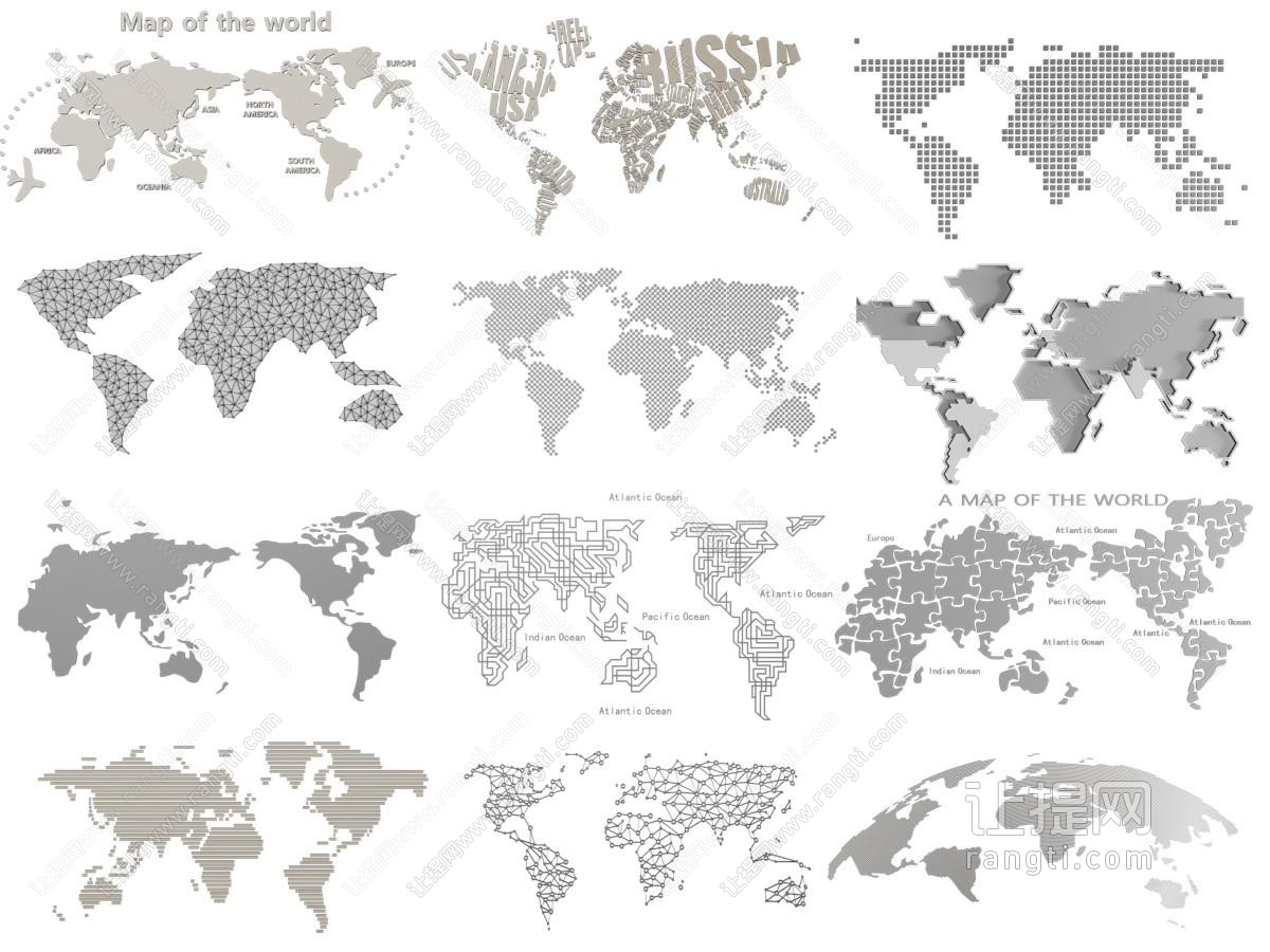 现代世界地图墙饰挂件