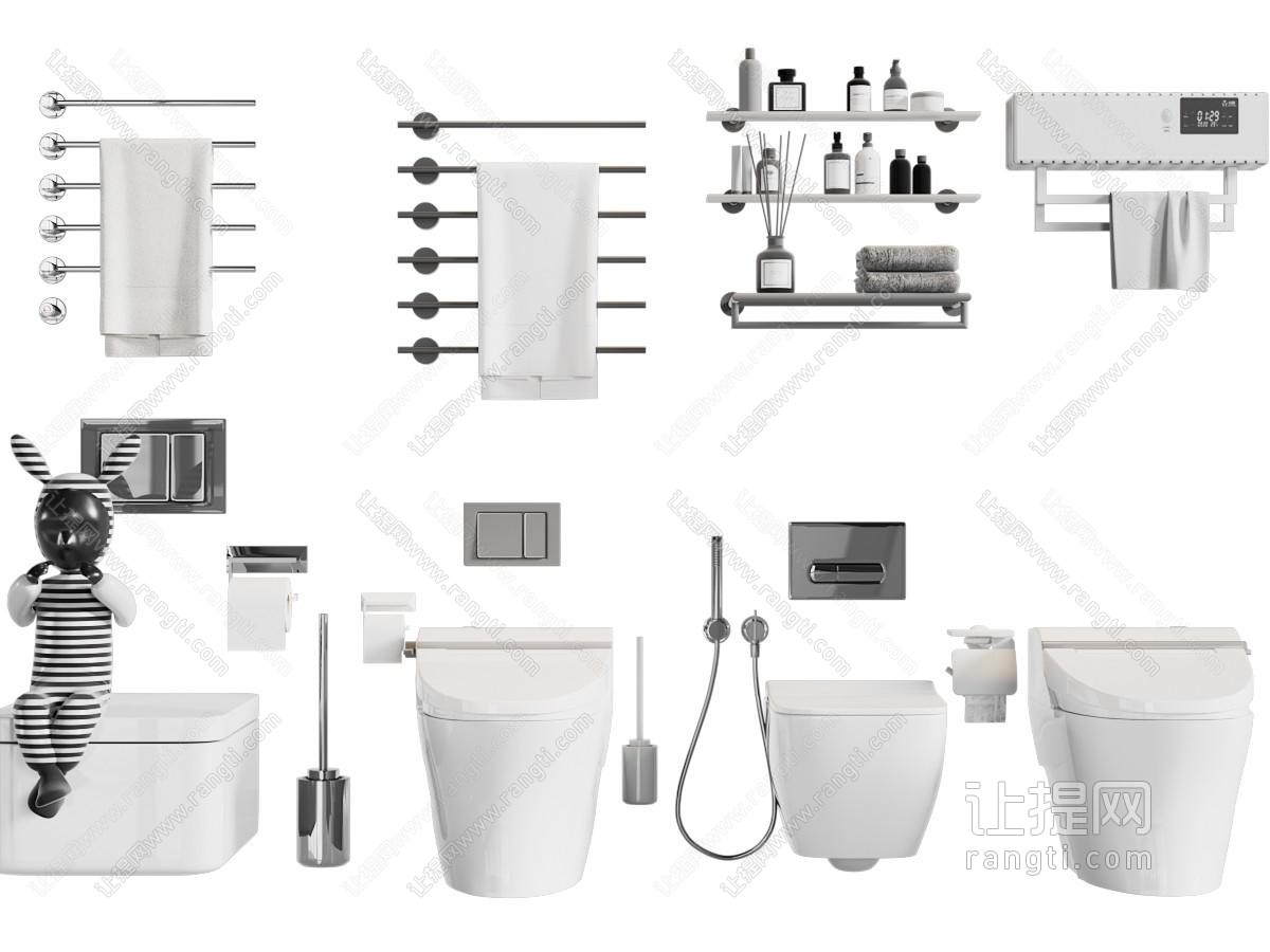 现代马桶、毛巾架、卫浴小件