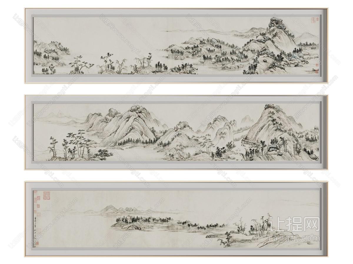新中式横幅山水装饰挂画