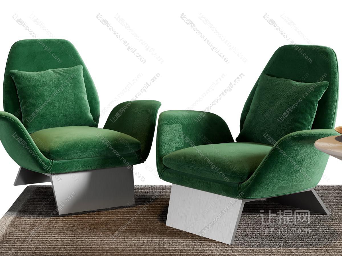 现代绿色单人沙发