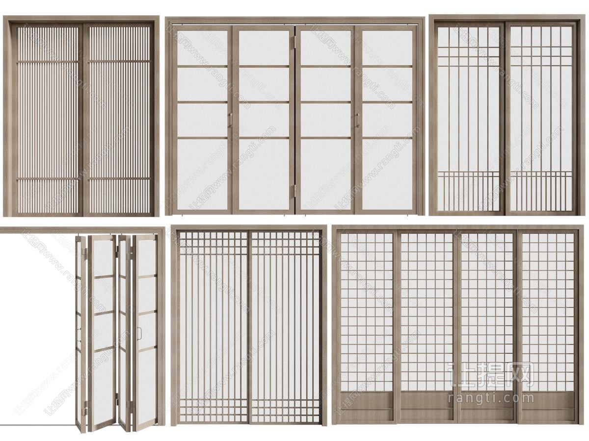 日式实木边框的推拉门、折叠门