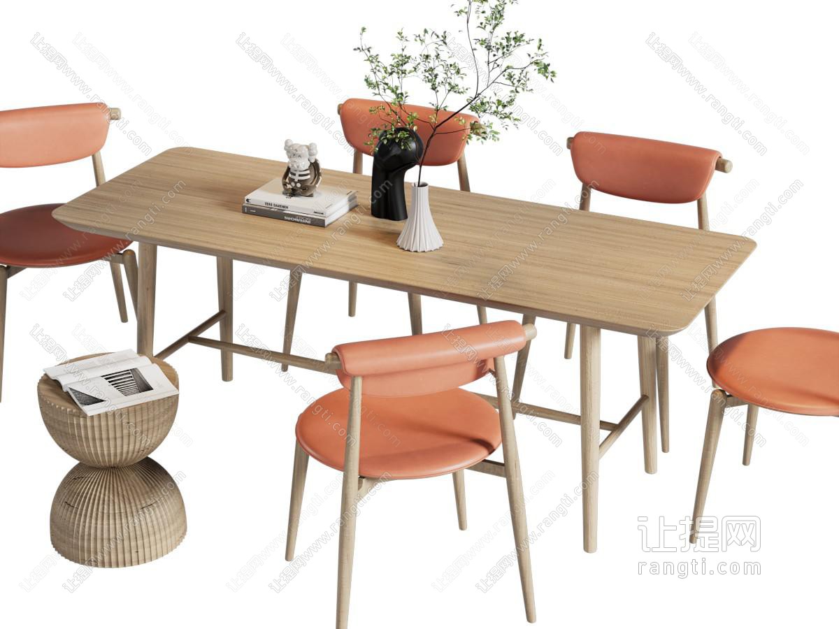北欧长方形餐桌椅组合