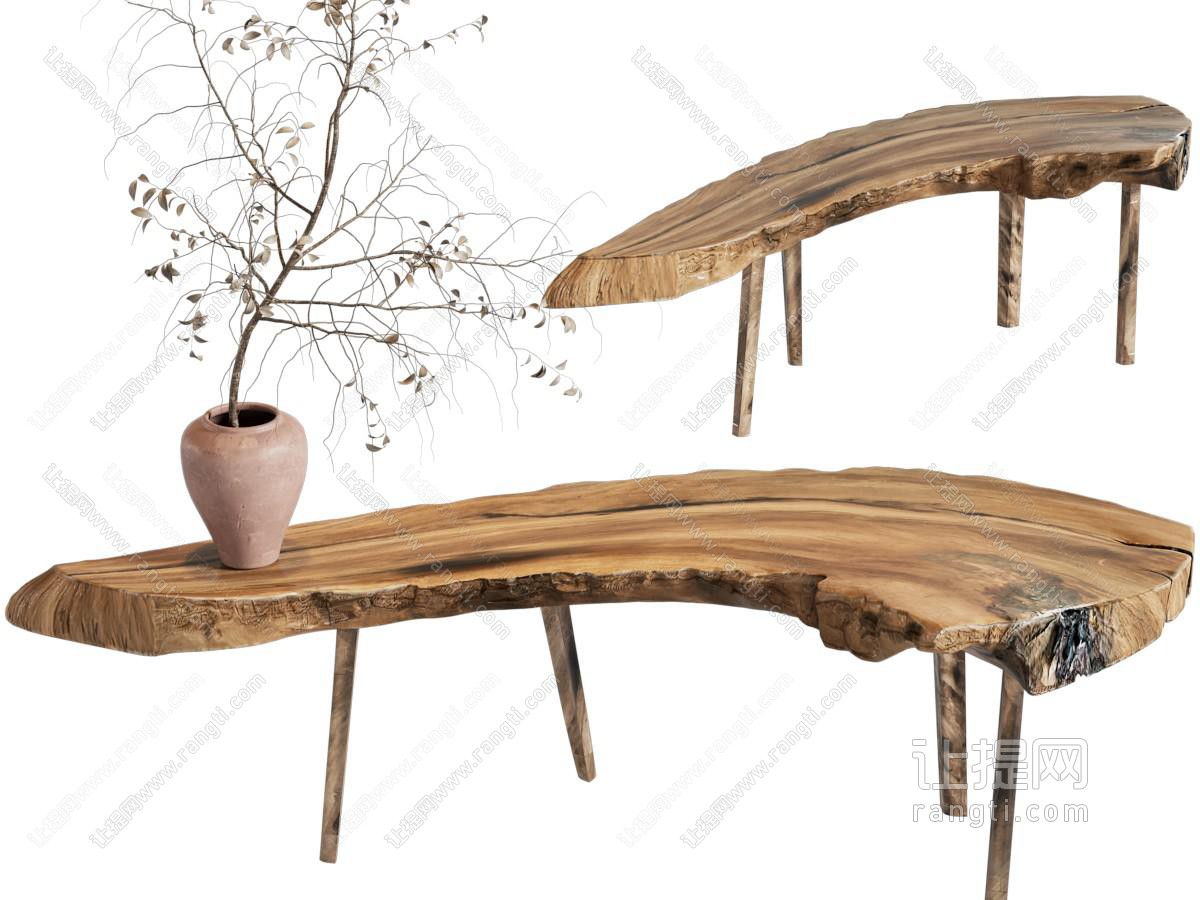 现代木桩茶桌