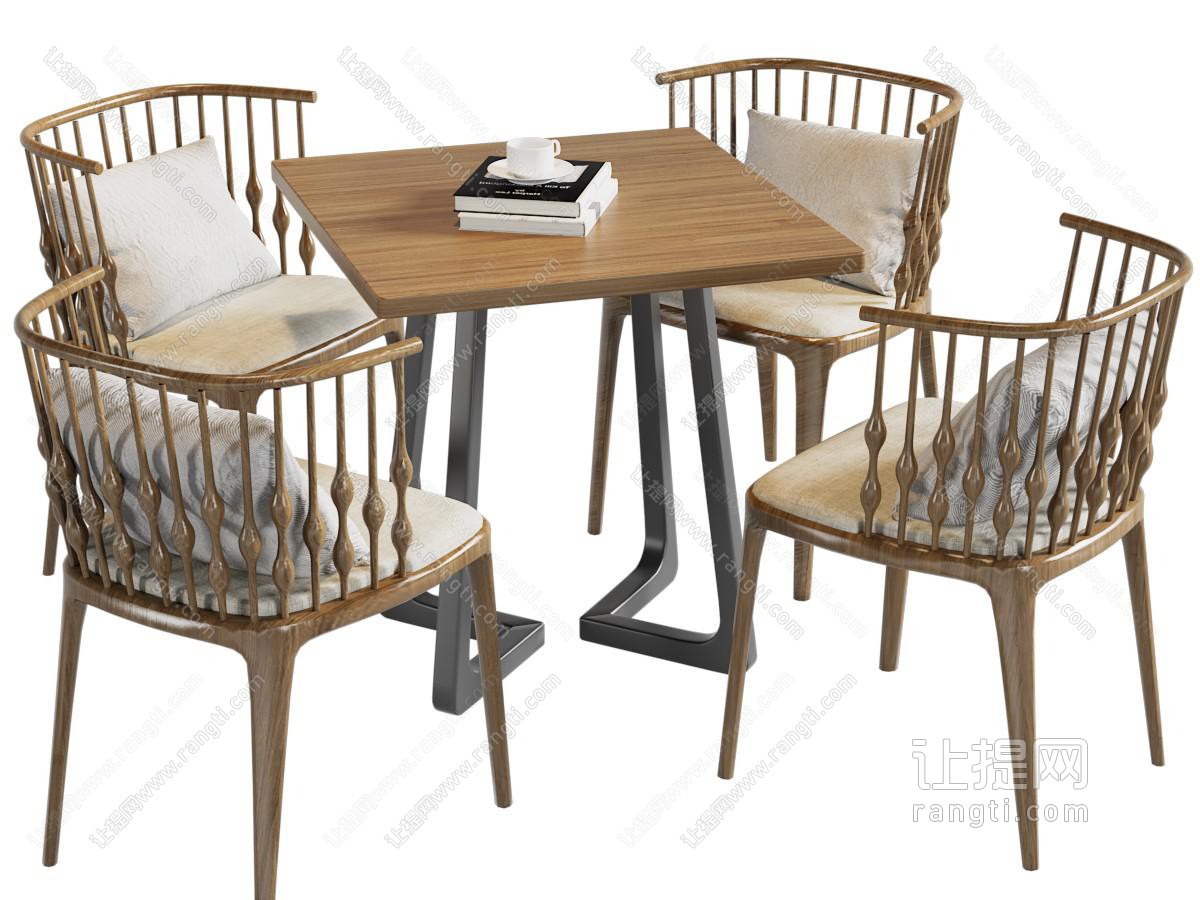 现代方形休闲桌椅组合
