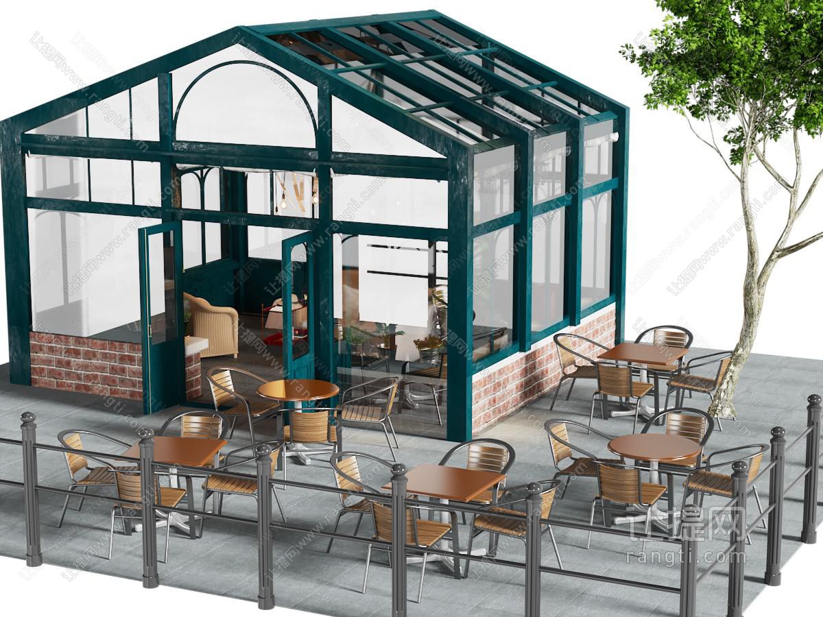 现代阳光房、户外餐桌椅组合