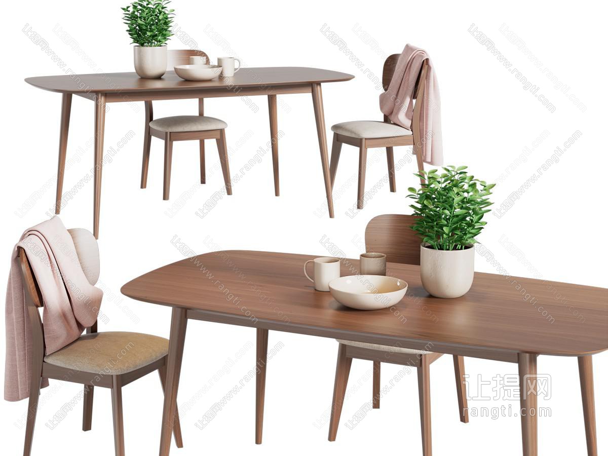 北欧实木餐桌椅组合