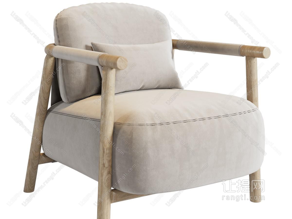北欧实木扶手的单人沙发
