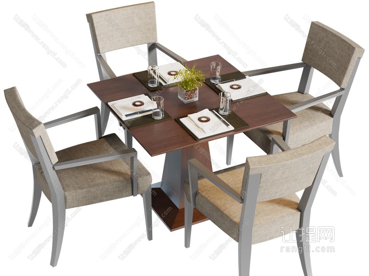 新中式方形餐桌椅组合