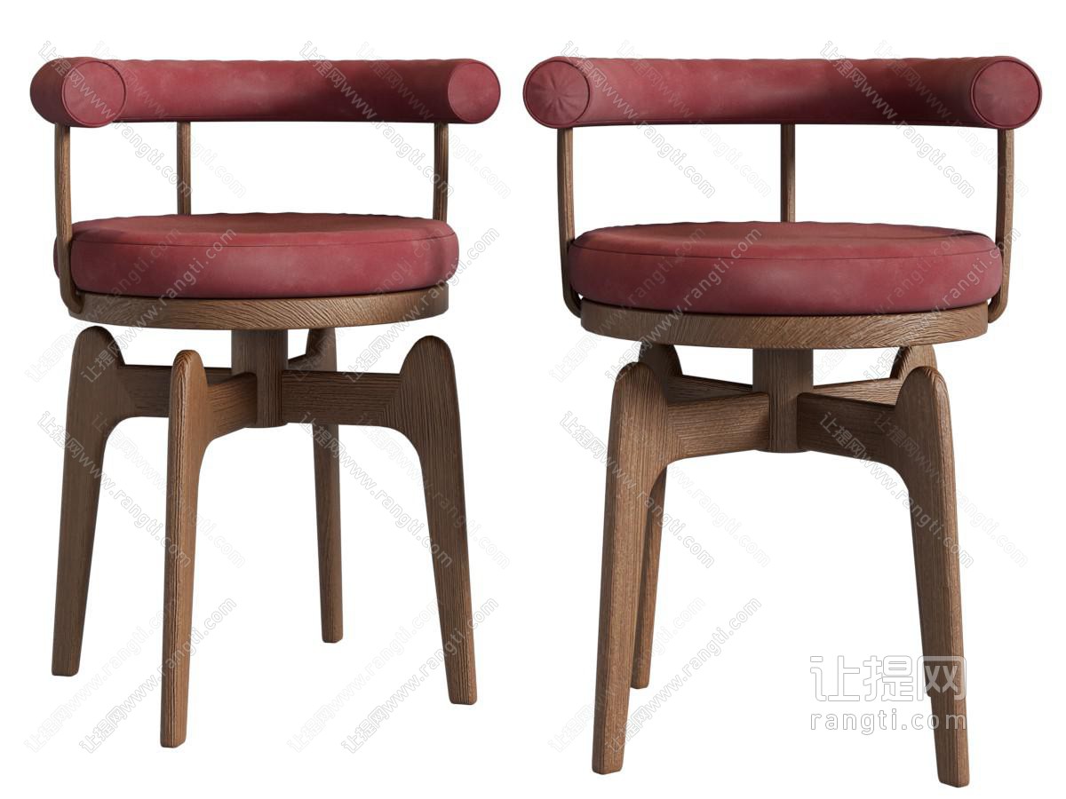 现代圆形实木休闲椅子、餐椅