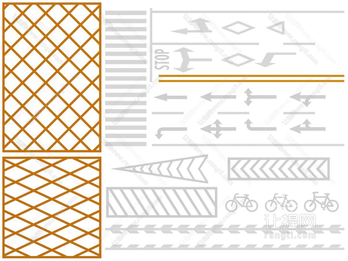 现代交通地面标识、箭头、斑马线
