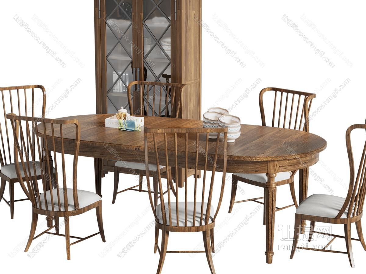 新古典餐桌椅组合、酒柜