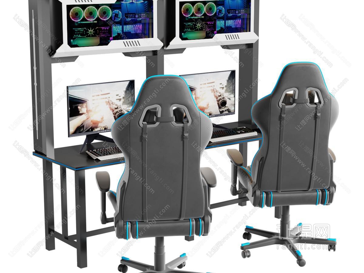 现代电竞电脑书桌椅组合