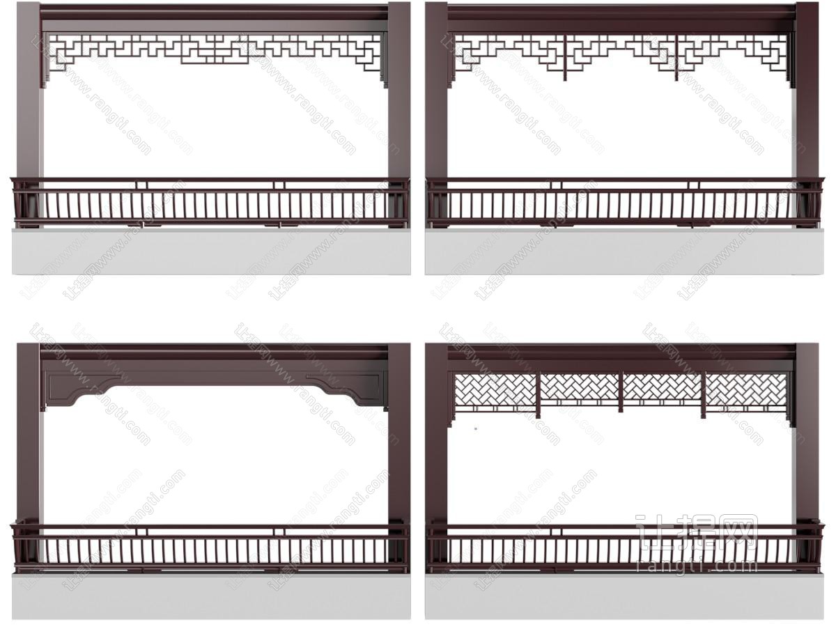 新中式挂落、栏杆护栏