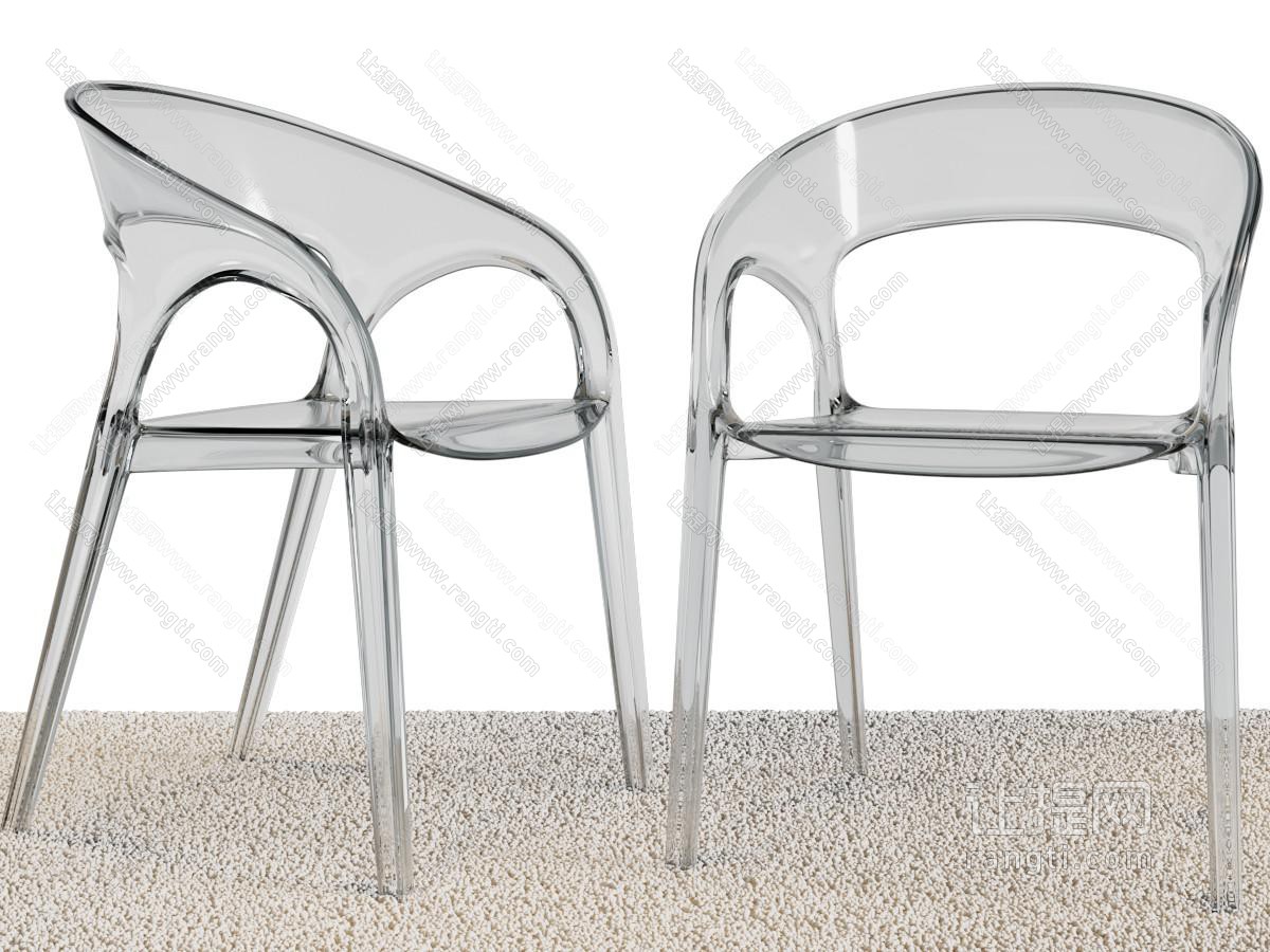 现代白色透明亚克力休闲椅子、餐椅