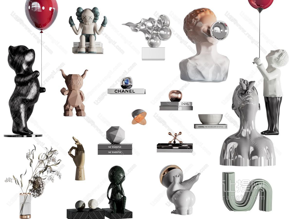 现代雕塑雕刻、装饰品摆件组合