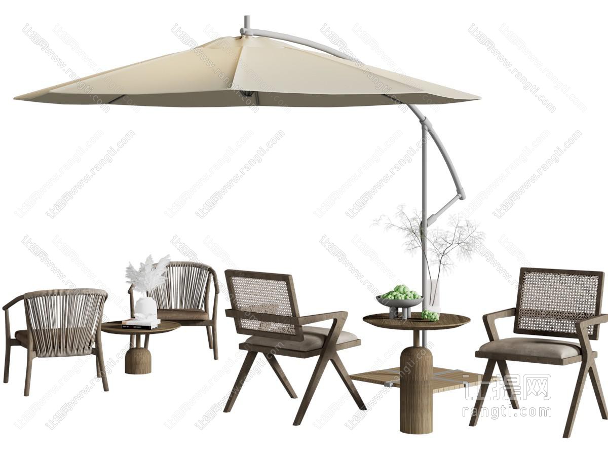 现代户外休闲椅子、遮阳伞
