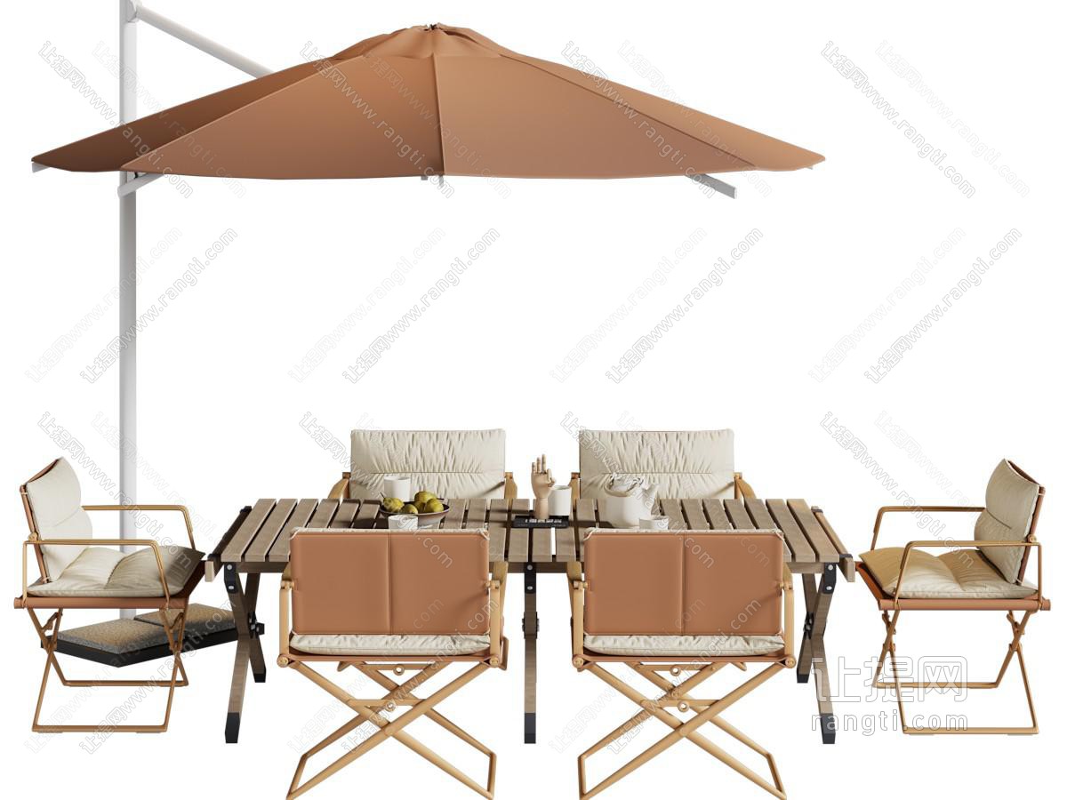现代户外可折叠餐桌椅组合、遮阳伞