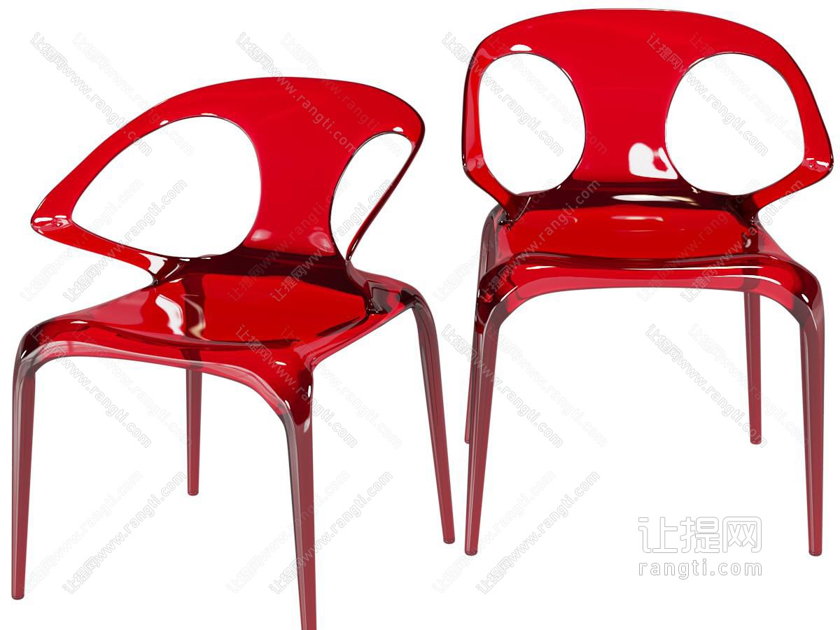 现代红色亚克力休闲椅子