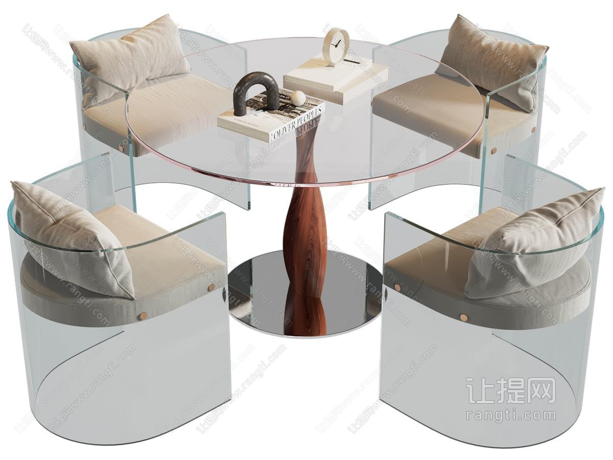 现代亚克力透明餐桌椅组合