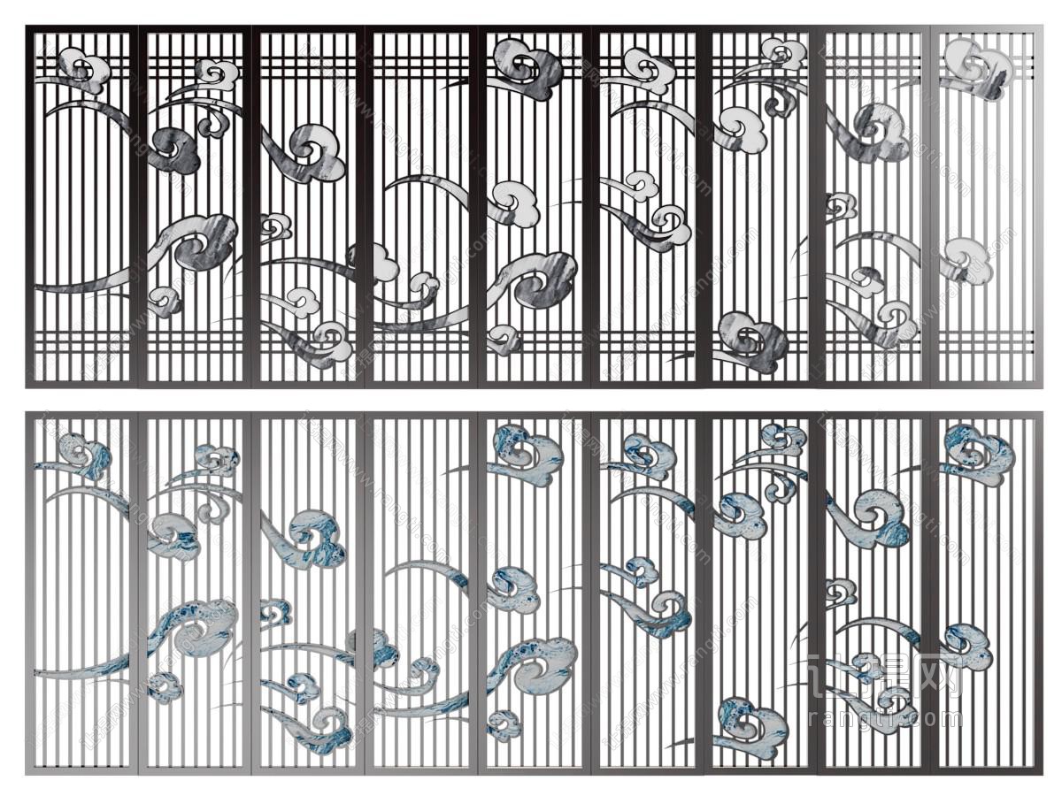 新中式祥云装饰的隔断