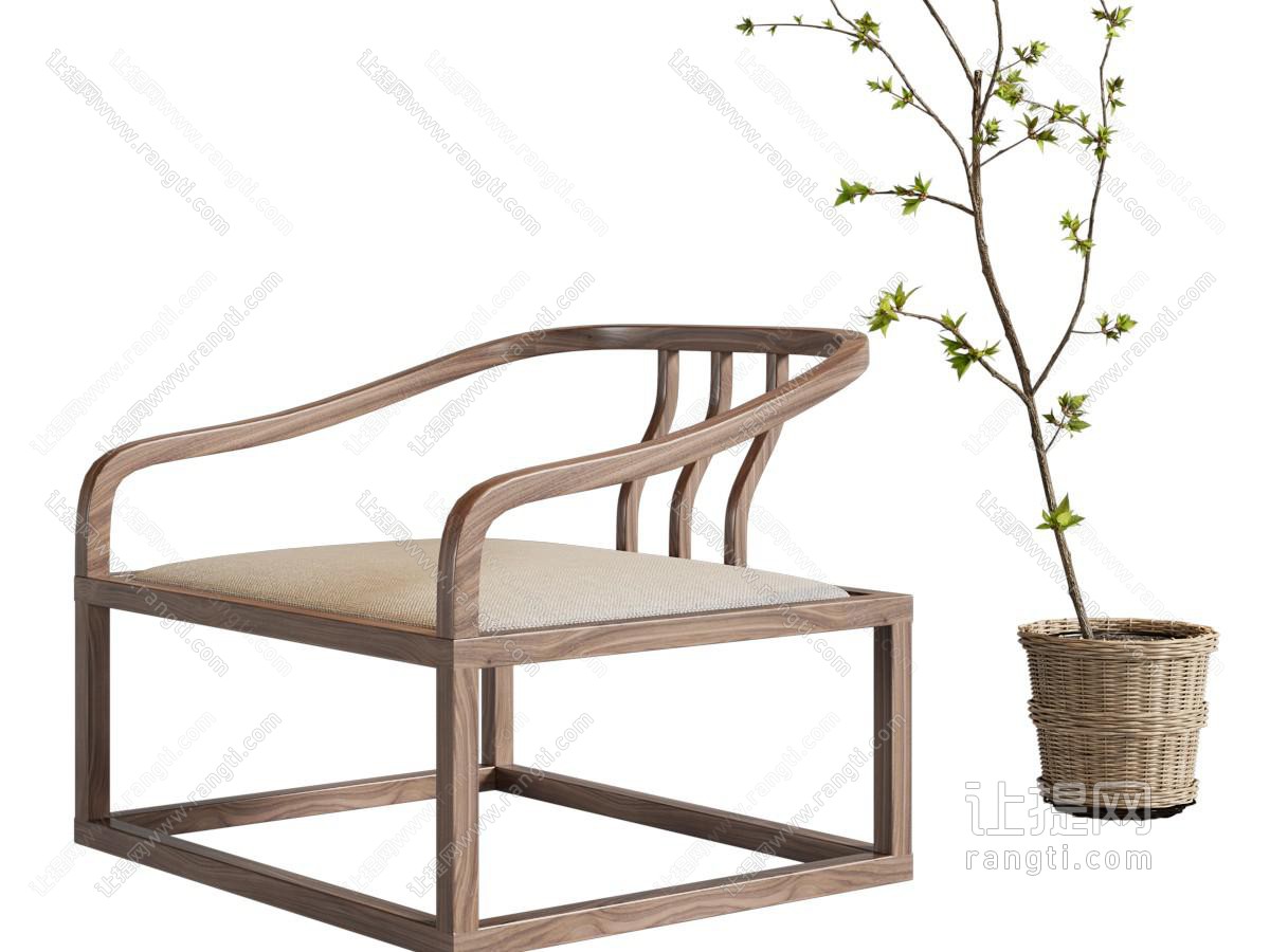 新中式实木休闲椅子