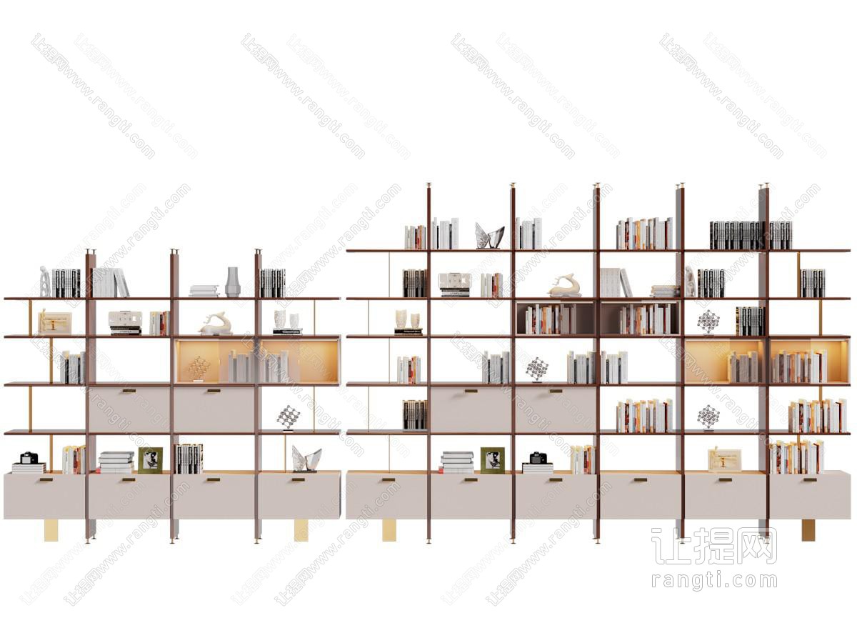 现代开放式装饰柜、书柜