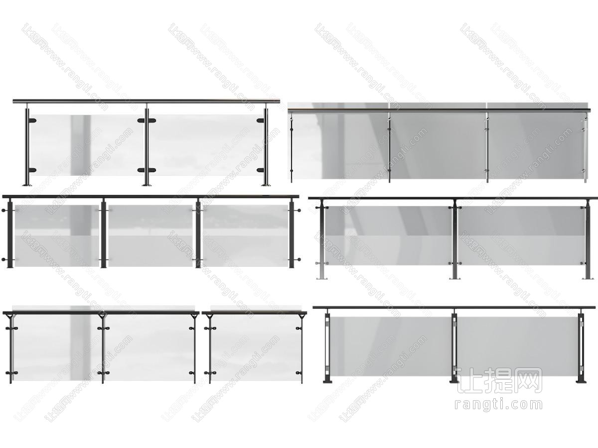 现代玻璃栏杆、护栏、围栏