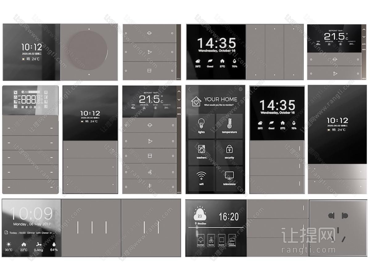 现代温度 插座开关面板
