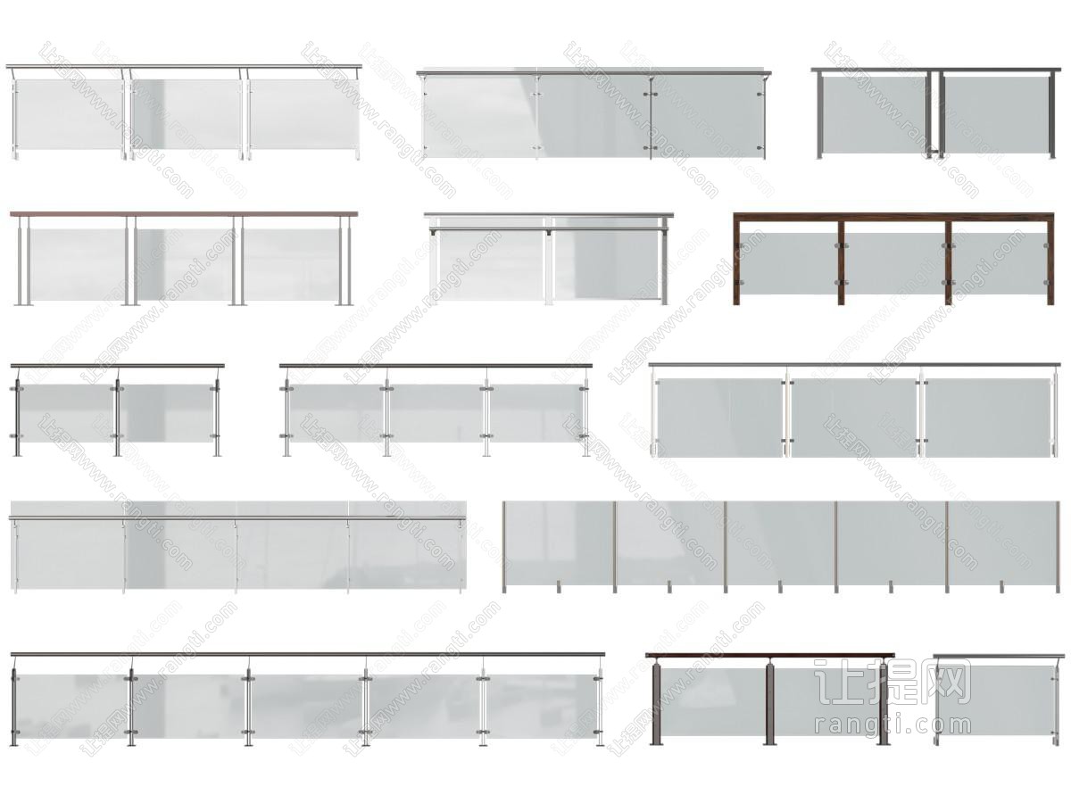 现代玻璃栏杆、护栏、围栏